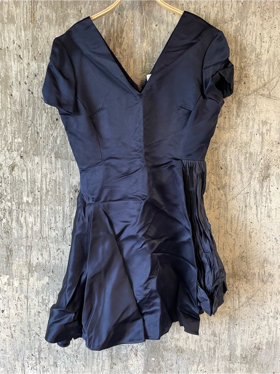 Dior Dresses & Skirts - CHRISTIAN DIOR Women's Silk Dress with Pleating Size 12 in Navy